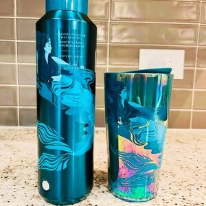 Starbucks Mermaid Teal Insulated Water Bottle and Mermaid Rainbow Tumble…